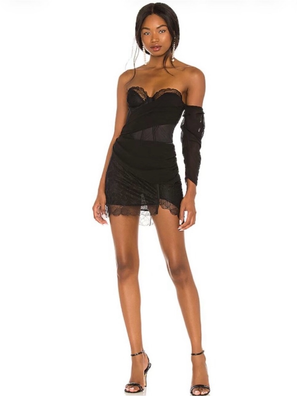 NWT For Love & Lemons X REVOLVE One Shoulder Lace Mini Dress | Small